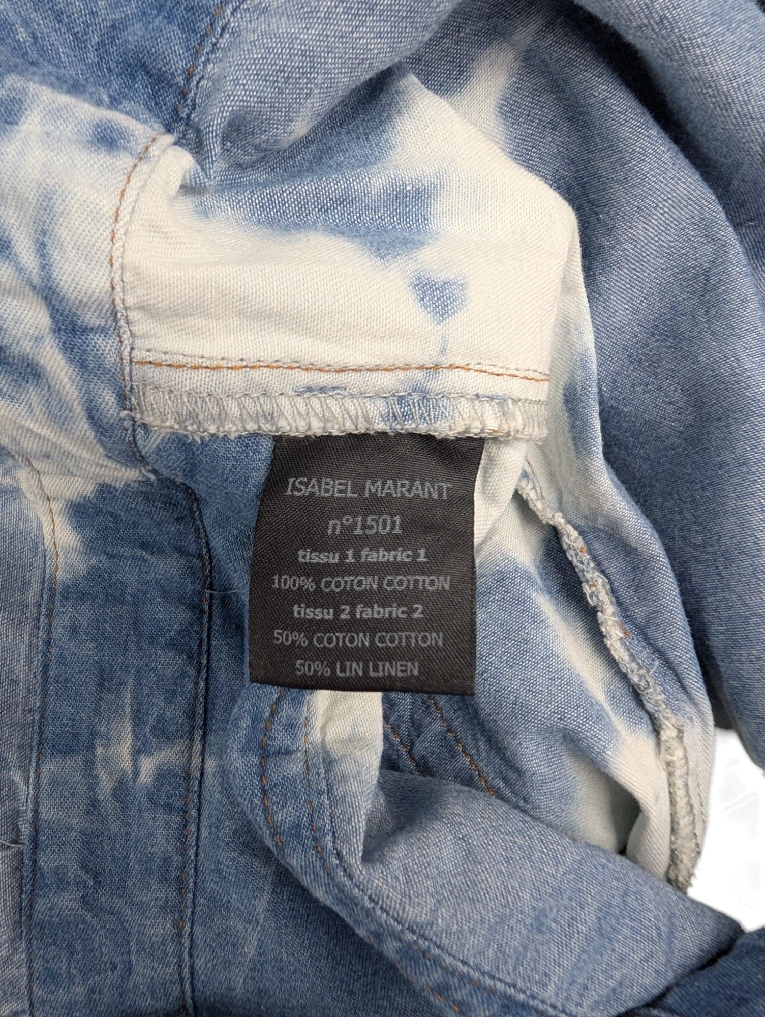 Isabel Marant Denim Tie-Dyed Print Short Jumpsuit Size 26" / US 2 / IT 38 - 9 Thumbnail