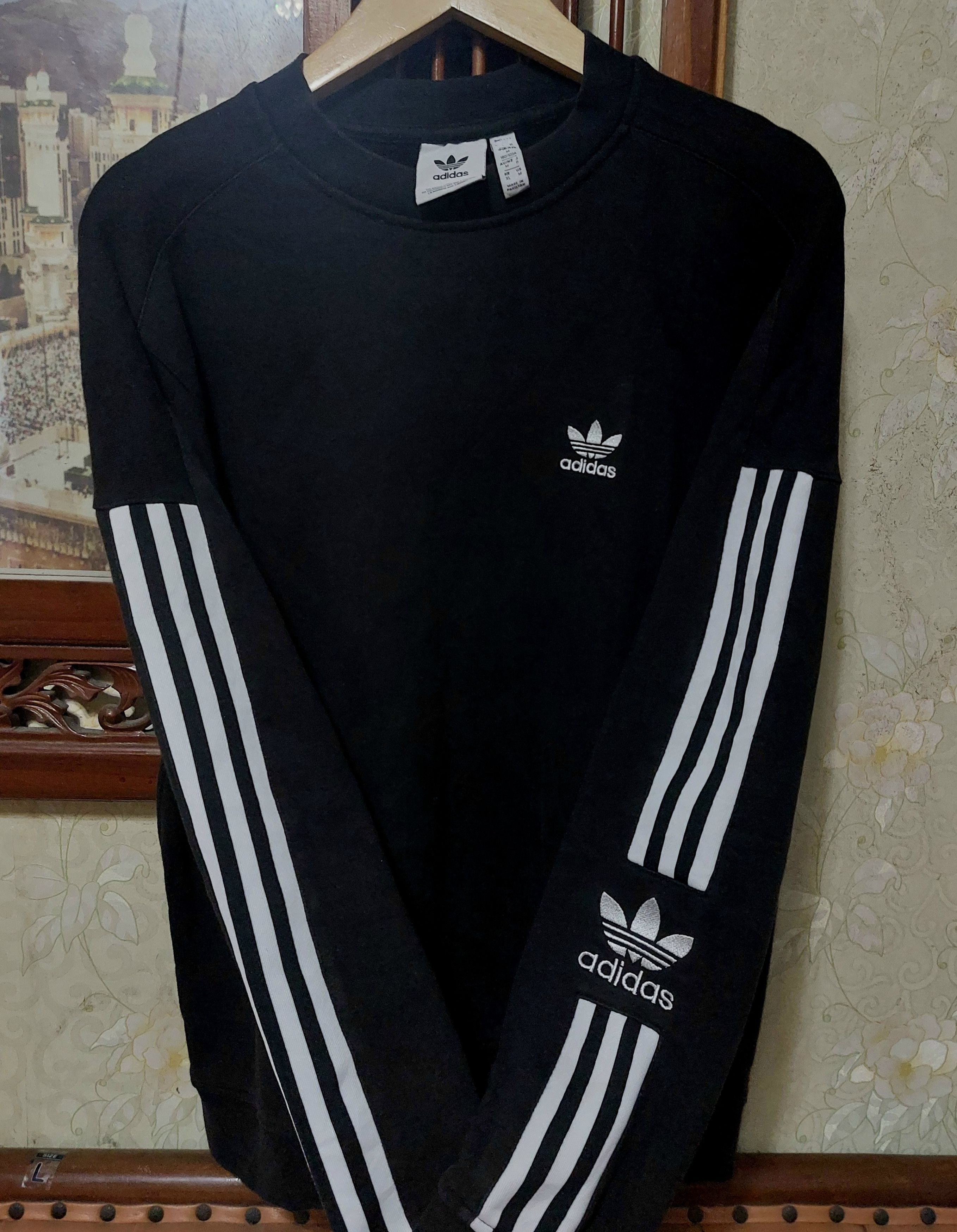 Adidas Crewneck Adidas Black Ringer 3 Stripes Size US XL / EU 56 / 4 - 3 Thumbnail
