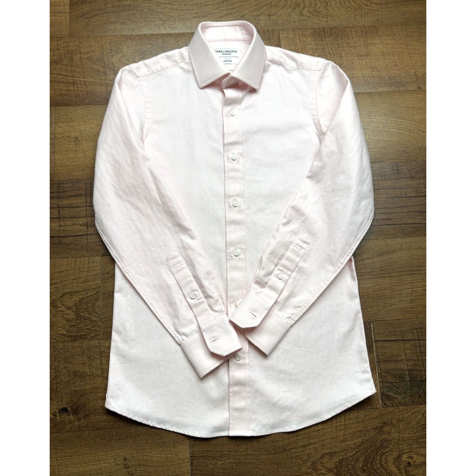 Pinko Spier & Mackay Dress Shirt Oxford Cotton Button Down 16-35 Pink Herringbone Long Sleeve 100% Cotton Mens Regular Size 16 Neck 16 in Size US L / EU 52-54 / 3 - 3 Thumbnail