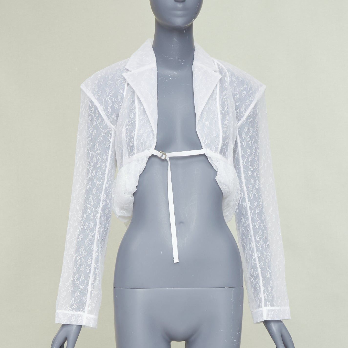 Jacquemus JACQUEMUS Bridal Le Chouchou 2023 Runway Dentelle white floral tulle lace crop jacket FR34 XS Size XS / US 0-2 / IT 36-38 - 1 Thumbnail