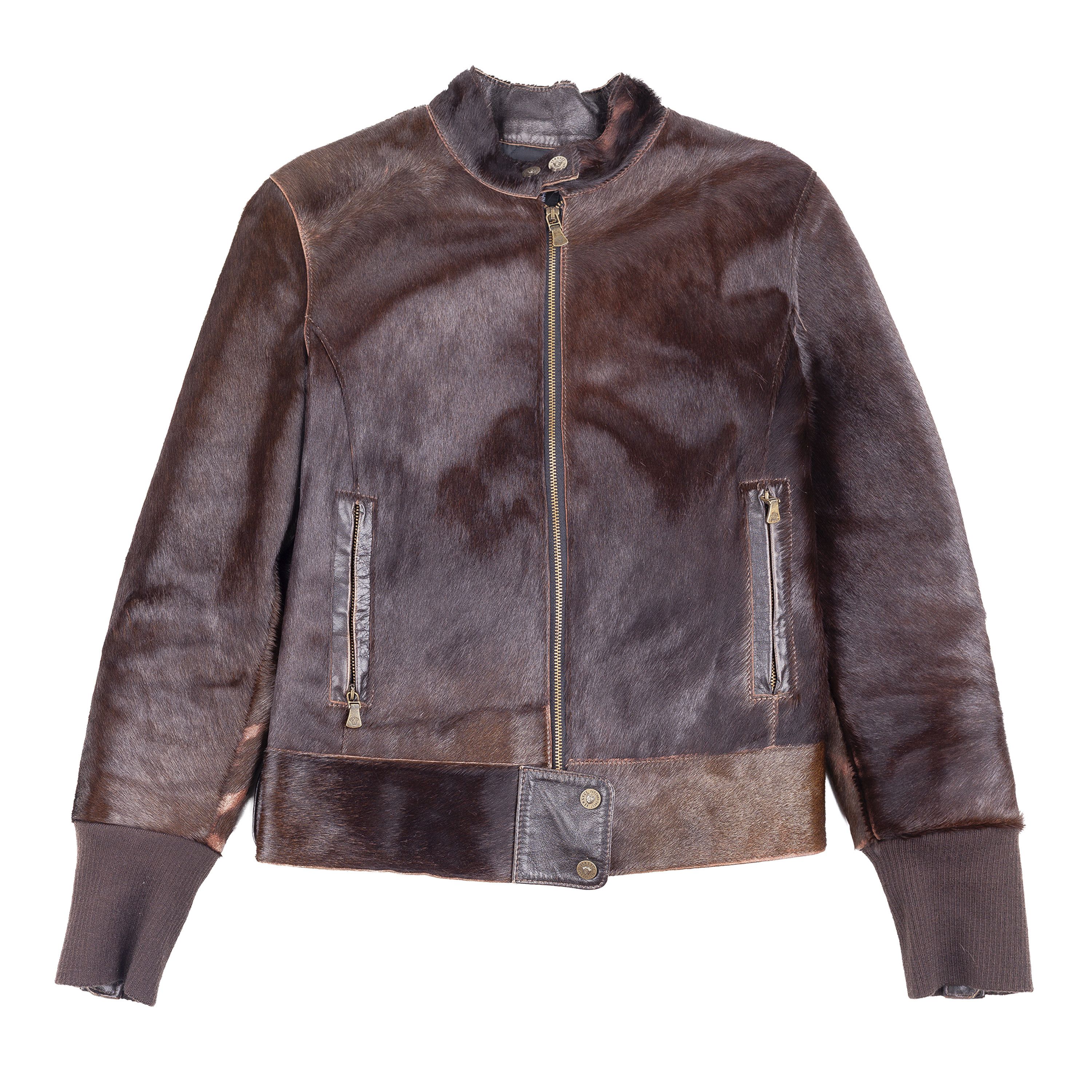 Versace Jeans Couture Versace Dark Brown Pony Hair Lace-Back Bomber Jacket Size S / US 4 / IT 40 - 1 Thumbnail