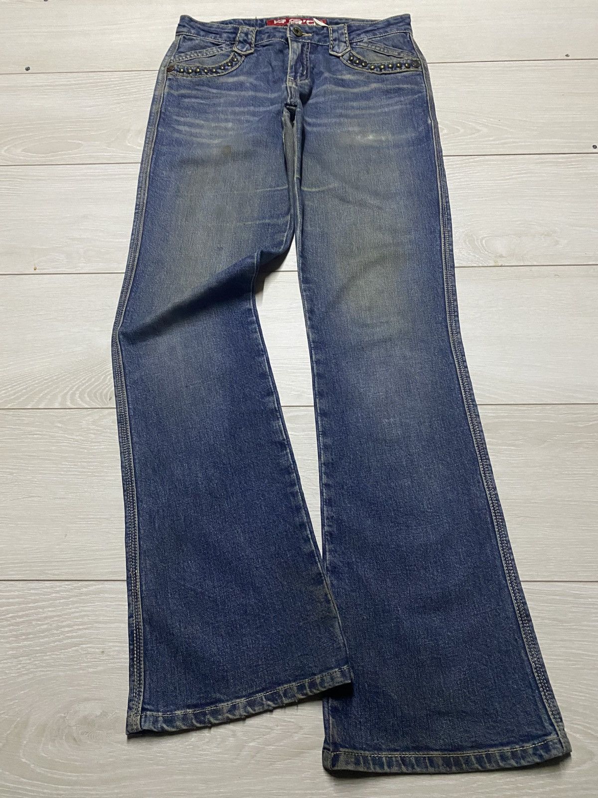 If Six Was Nine BGO Studded Flare Bootcut Denim Jeans Size US 29 - 1 Thumbnail