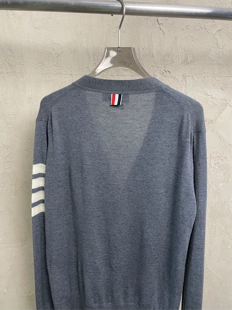 Thom Browne Thom Browne Gray four-striped wool cardigan jacket 2505-Nex Size US M / EU 48-50 / 2 - 4 Thumbnail
