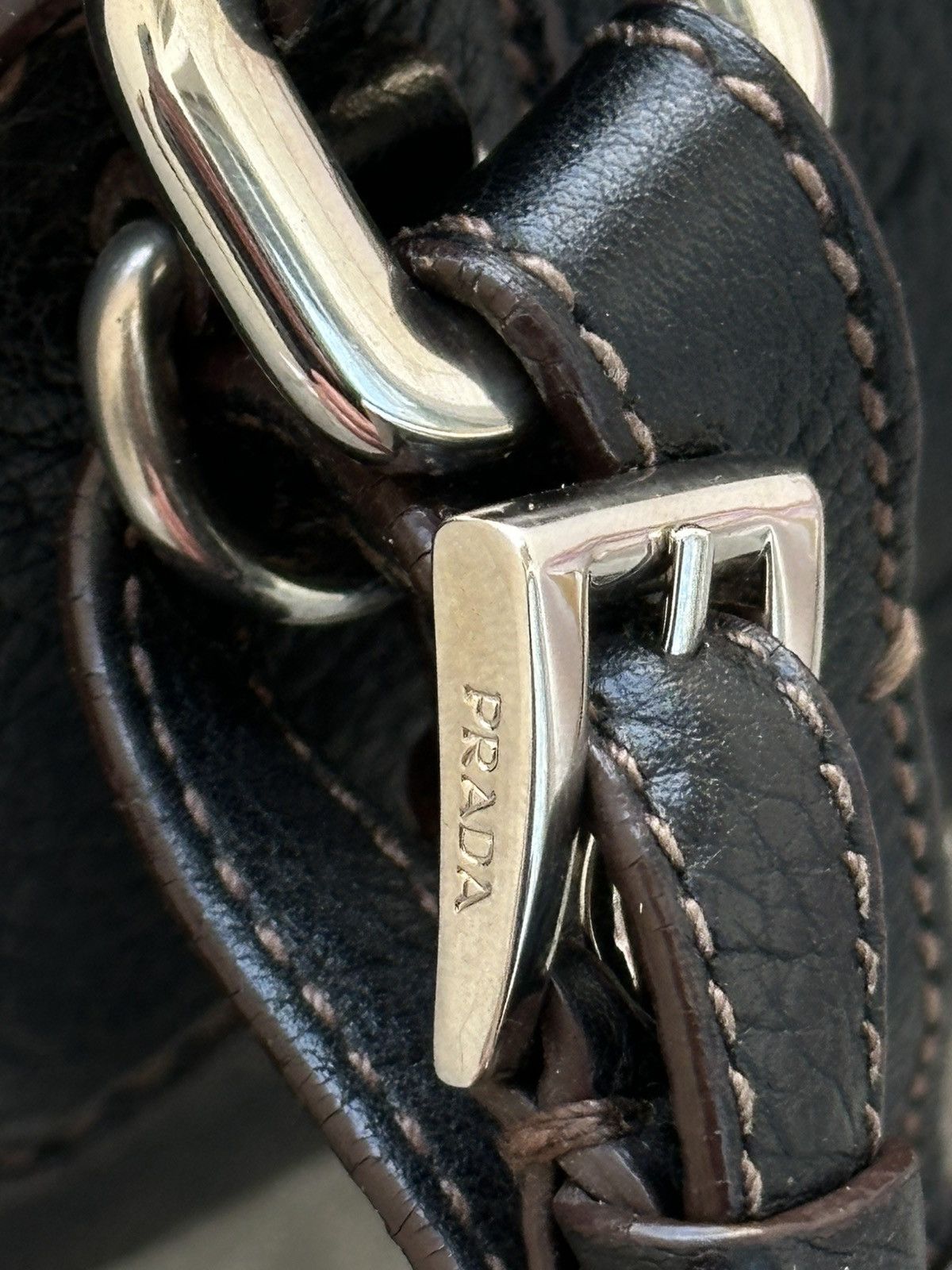 Prada Prada Vitello Daino Logo Bowler Black HandBag Unisex Luxury Size ONE SIZE - 5 Thumbnail