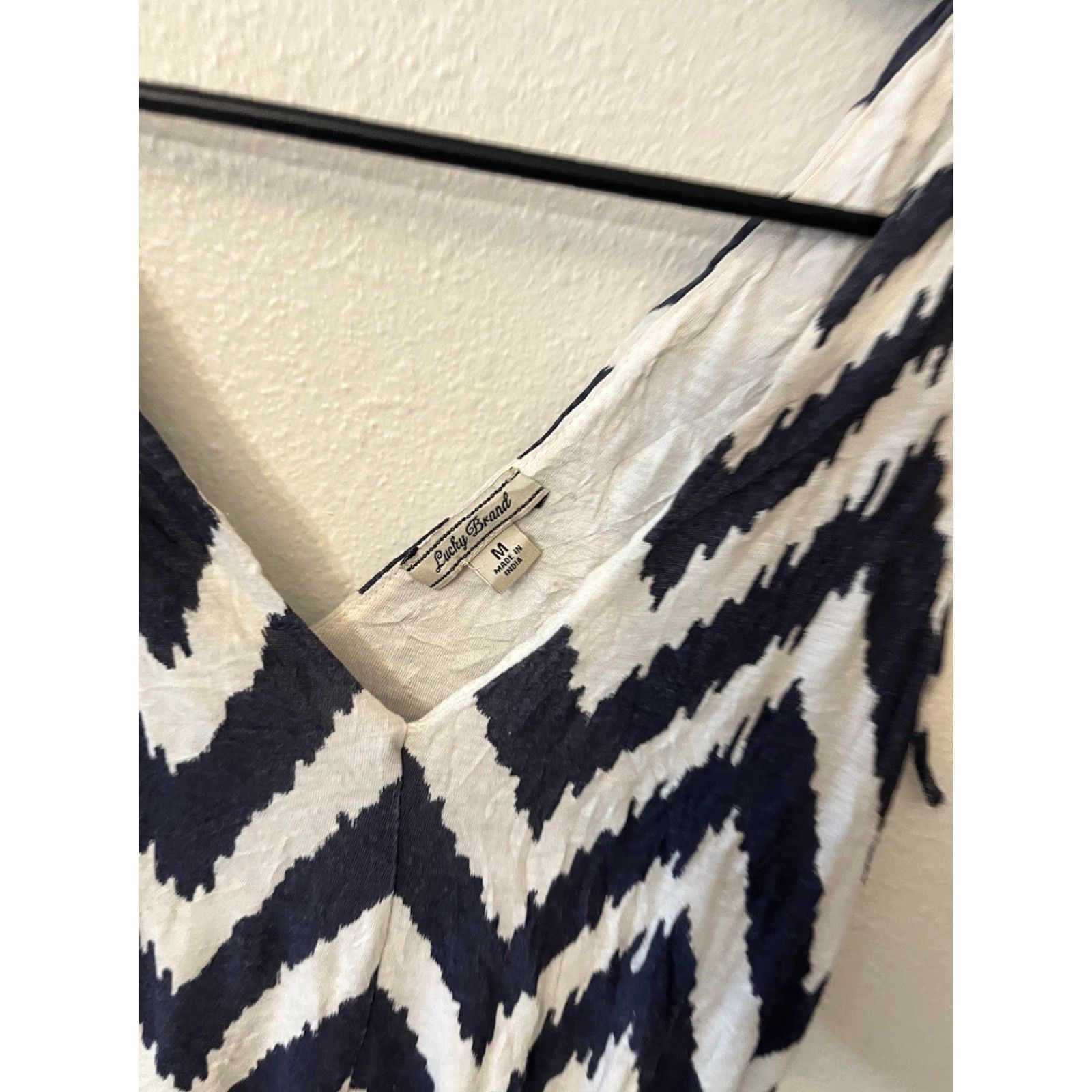 Lucky Brand Lucky Brand Womens Medium Dress White Blue Striped Woven Tank Pullover V Neck Size M / US 6-8 / IT 42-44 - 3 Thumbnail