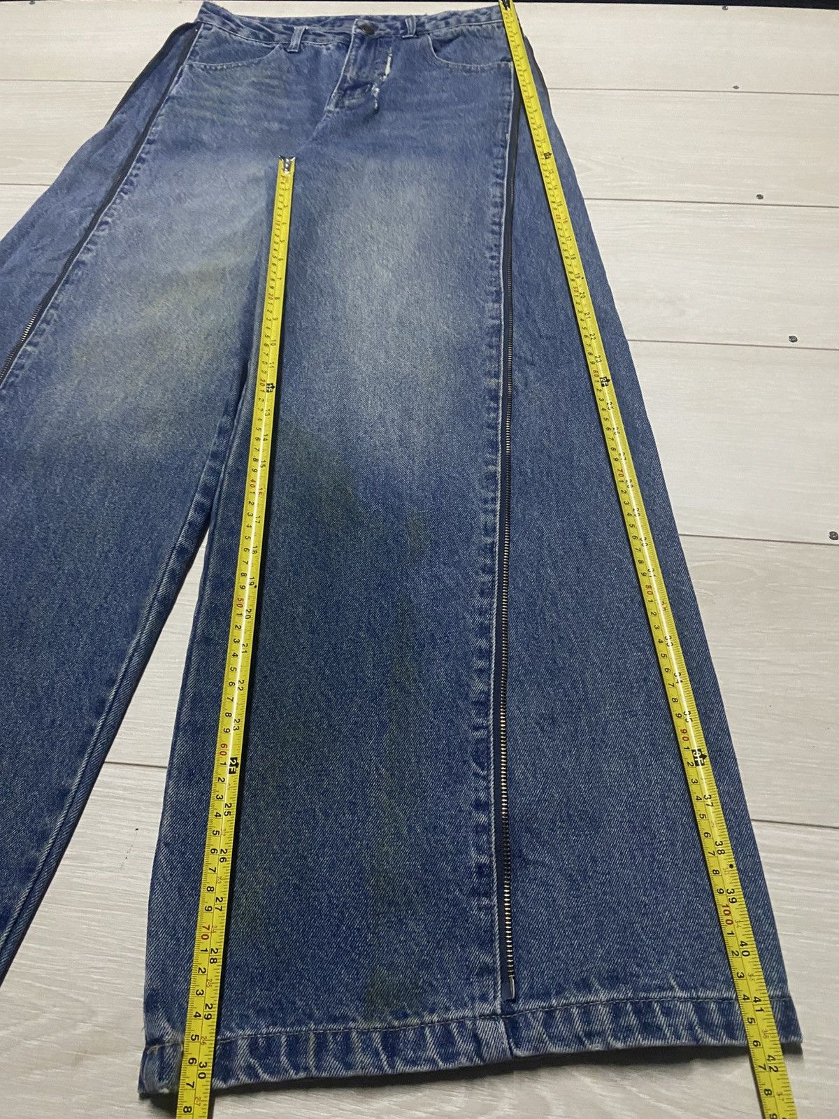 Japanese Brand Hotter Than Hell Wide Leg Zip Panel Jeans Super Statement Size US 30 / EU 46 - 14 Thumbnail
