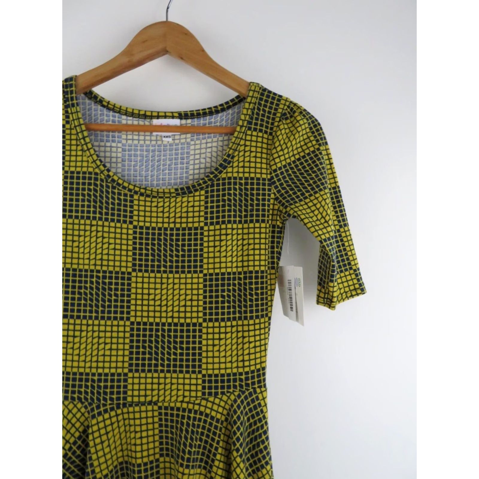 Vintage LuLaRoe Nicole Dress 2XS Blue Yellow Plaid Geometric Unicorn Fit & Flare Dress Womens 2XS Blue Yellow Plaid Geometric Unicorn 90s? Size XXS / US 00 / IT 34 - 2 Thumbnail