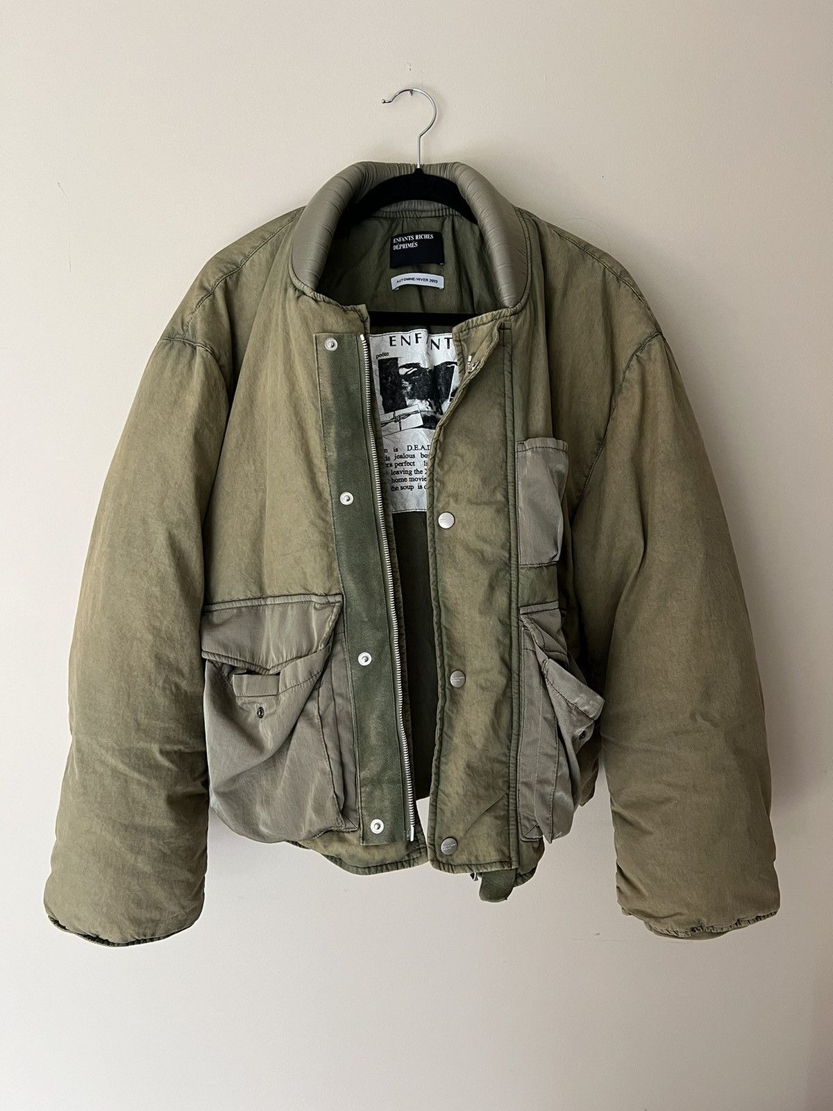 image of Enfants Riches Deprimes Next Exit Military Puffer in Olive, Men's (Size XL)