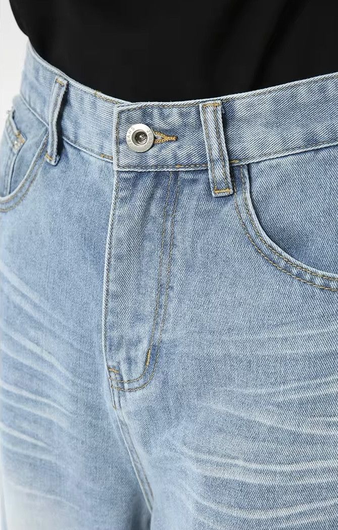 Blue Baggy Wide Leg Denim Jeans