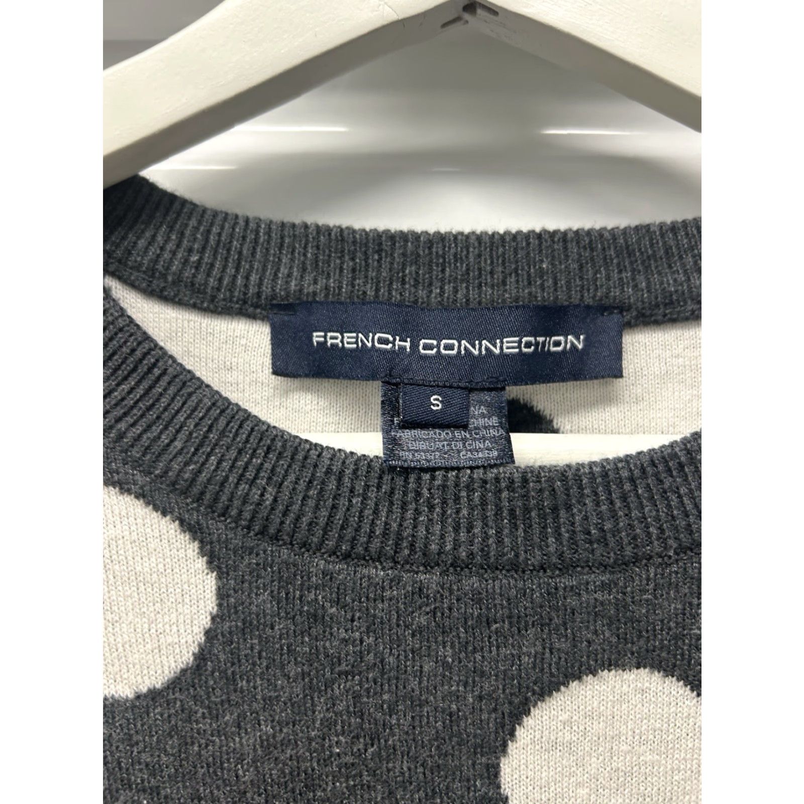 French Connection Womens French Connection Pullover Sweater Kitten Logo Polka Dot Grey/White Size S Size S / US 4 / IT 40 - 5 Thumbnail
