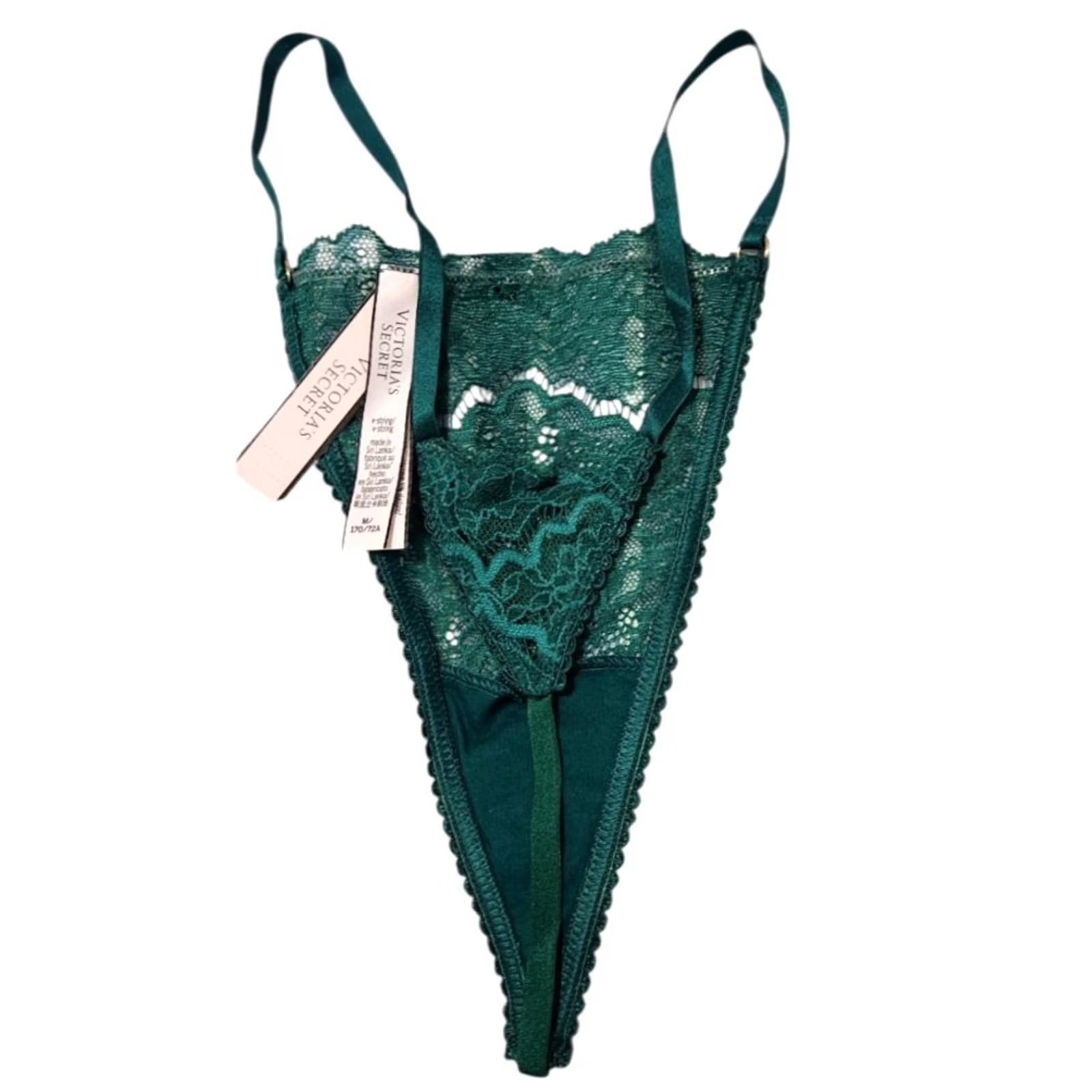 Victoria's Secret Victoria's Secret Womens Panties M Thong Lace Floral Green Purple Size 32" / US 10 / IT 46 - 2 Thumbnail