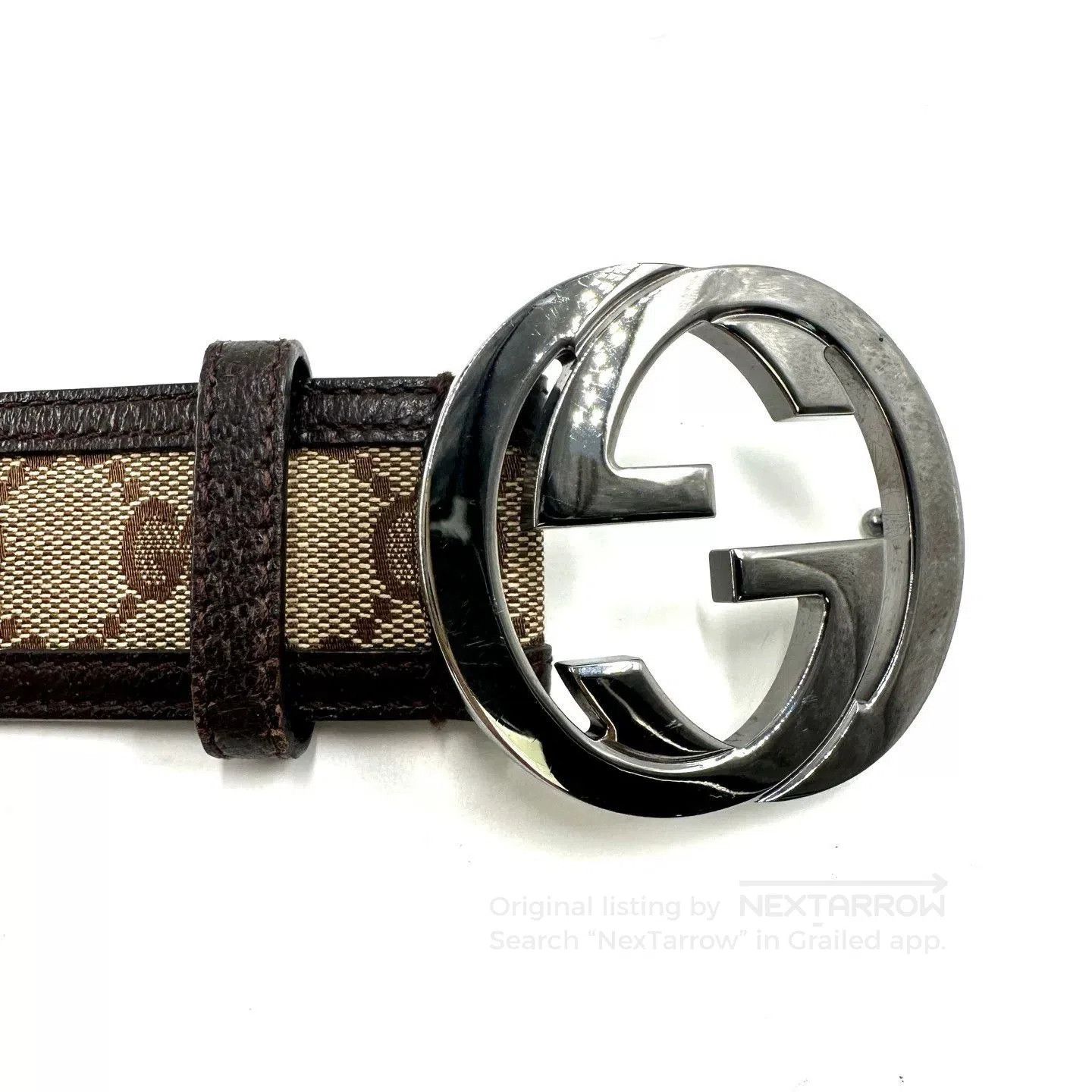 Gucci Gucci Classic Silver Buckle Canvas Belt. Size ONE SIZE - 4 Thumbnail