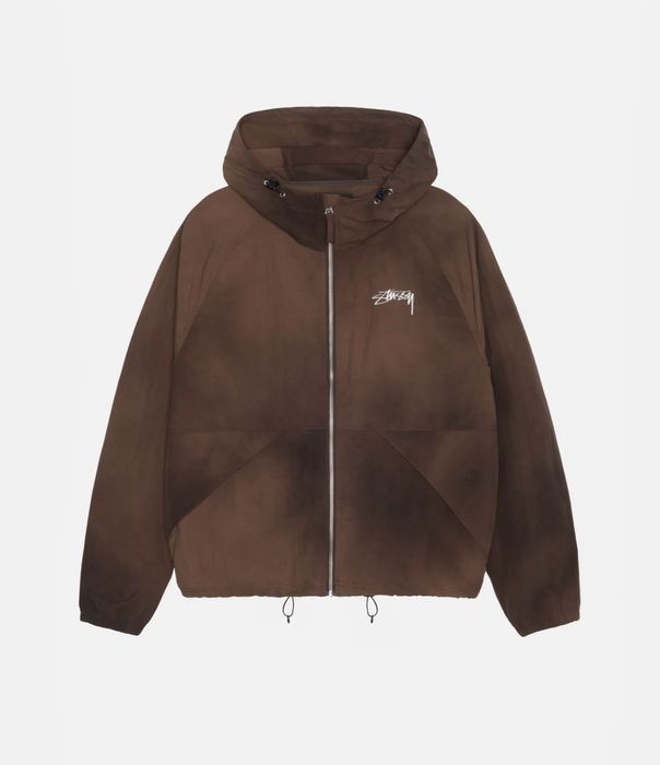 Vintage Stussy Wave Dye Beach Shell Jacket Coffee Brown | Grailed