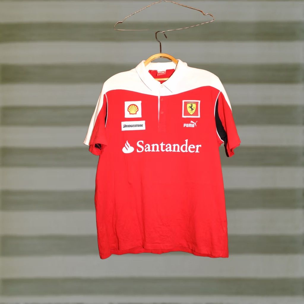 Ferrari VINTAGE Santander Ferrari Polo T-Shirt XL Unisex Adults Red 2000s Motorsport, Formula 1 Mens Women Boys Girls Size US XL / EU 56 / 4 - 1 Thumbnail