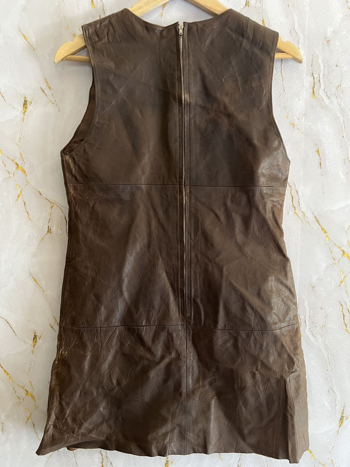 45rpm 45rpm Brown Leather Sleeveless Dress – Japanese Designer Size S / US 4 / IT 40 - 2 Thumbnail