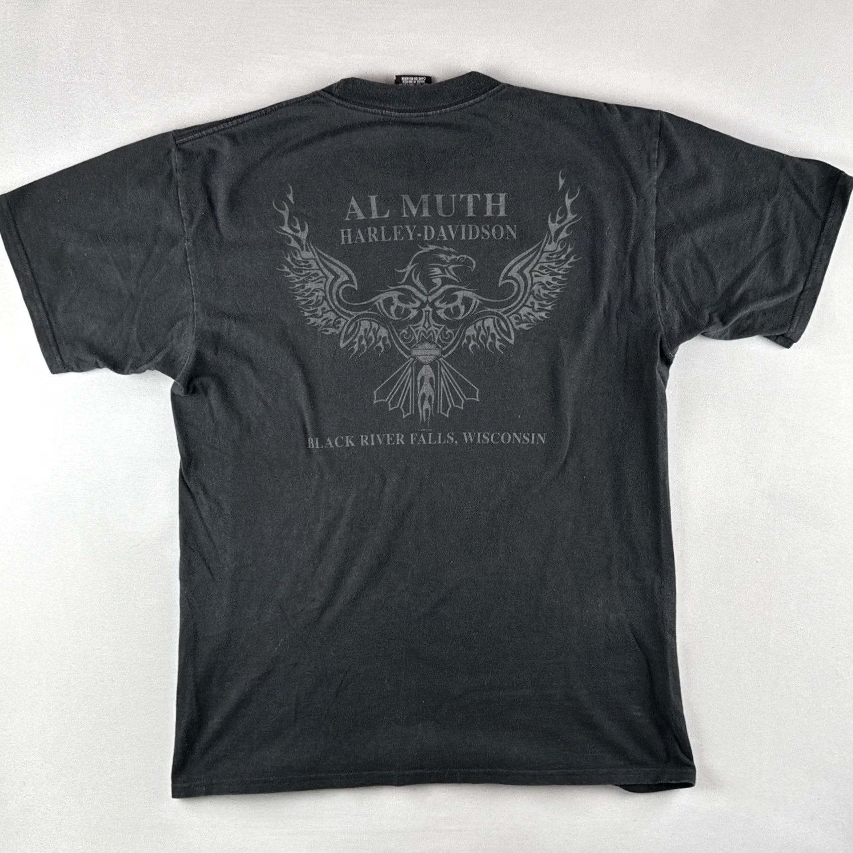 Harley Davidson VINTAGE 2004 Harley Davidson T-Shirt Black L Al Muth Eagle Flag Mens Size US L / EU 52-54 / 3 - 6 Thumbnail