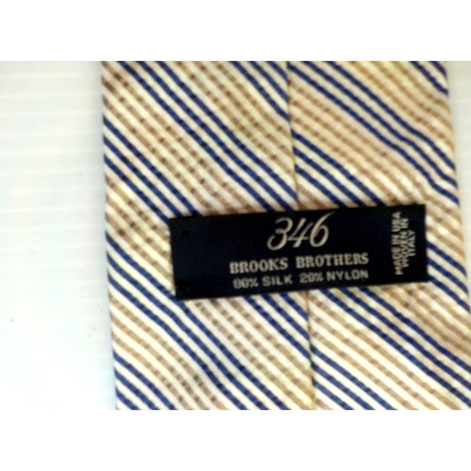 Brooks Brothers BROOKS BROTHERS Tie Striped White Gold Blue Silk/Nylon NWT Classic 58in 3.75in Mens Size ONE SIZE - 3 Thumbnail