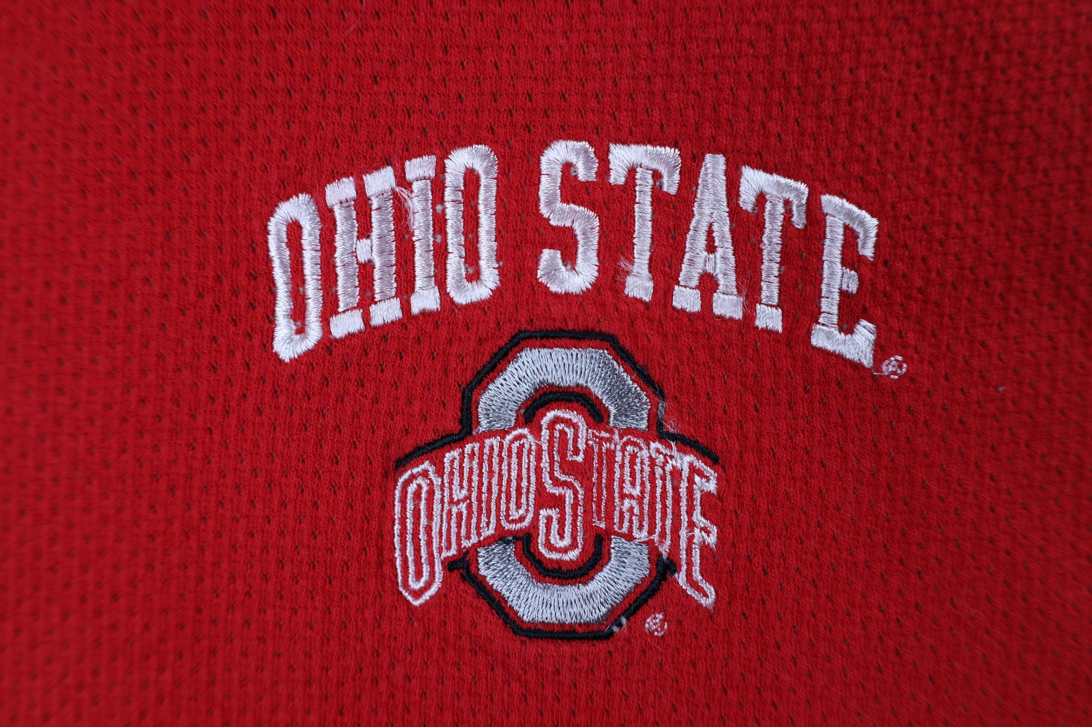 Vintage Vintage 90s Spell Out Ohio State University Mesh T-Shirt Red Size US XL / EU 56 / 4 - 4 Thumbnail