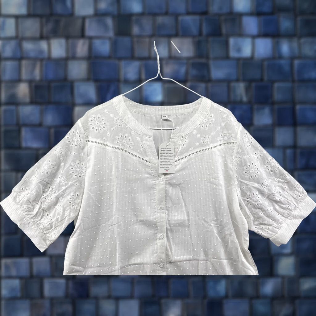 Vintage Made With Love White Top Shirt 2XL Womens Lightweight Button Up Tunic Casual Spring Modern Classic Womens Size XXL / US 16-18 / IT 52-54 - 1 Thumbnail