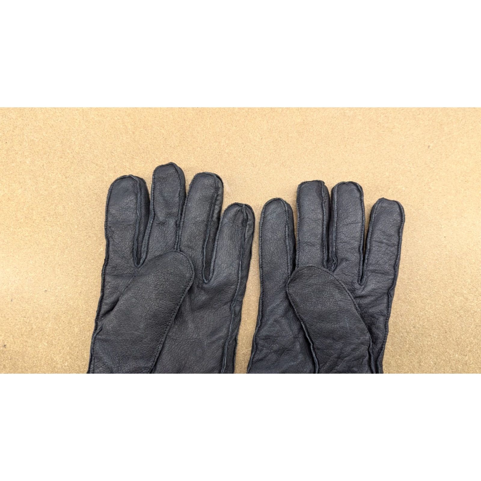Vintage Genuine Leather Mens Gloves XL Black Lined Warm Winter - Unbranded Glove Mens XL Winter Black Leather Gloves Size ONE SIZE - 5 Thumbnail