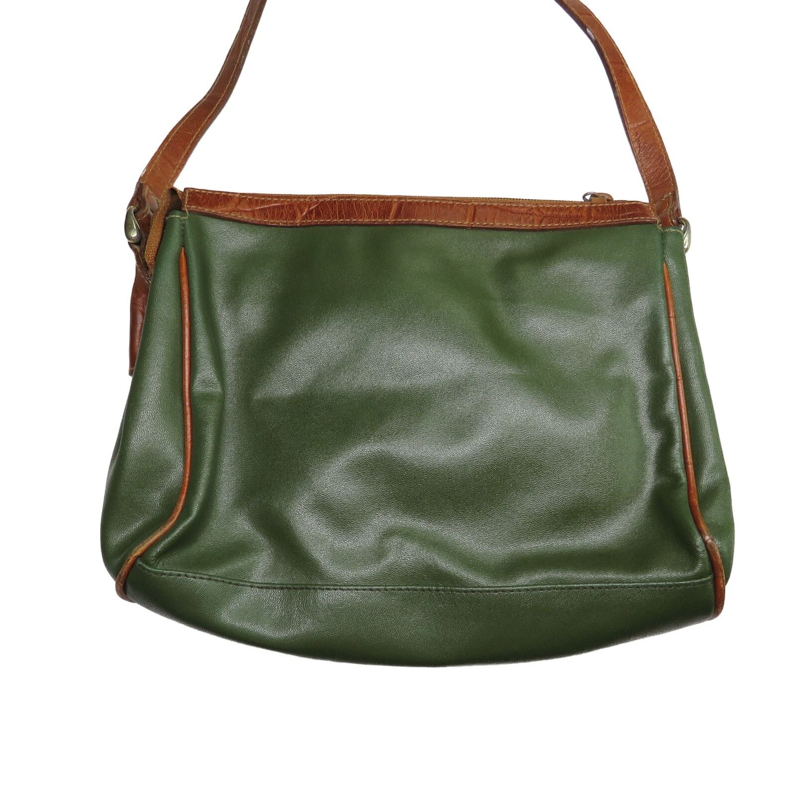 Vintage Vintage Olive Green Genuine Leather Crossbody Bag Retro Size ONE SIZE - 4 Thumbnail