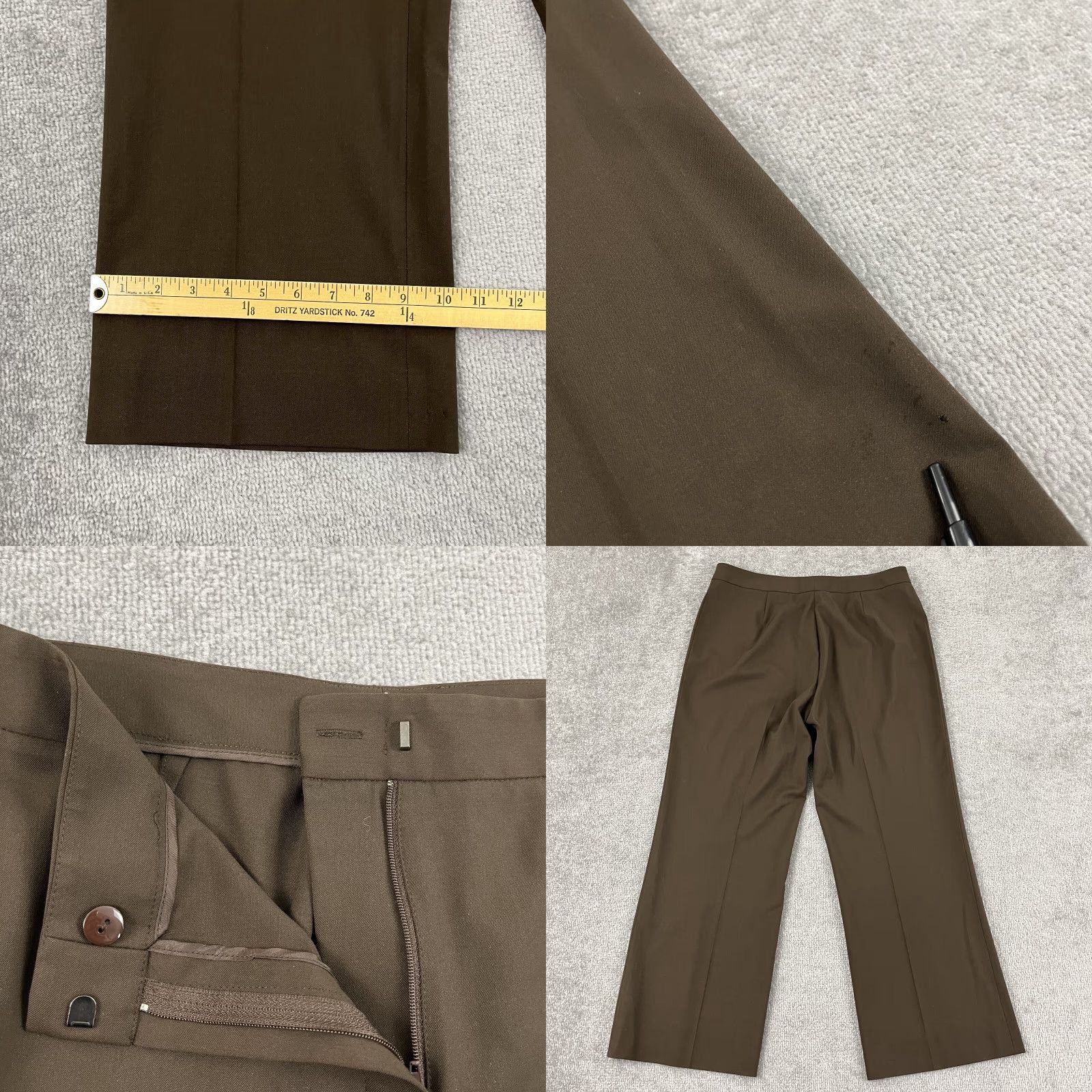 Vintage LAFAYETTE 148 NY Brown Wool Dress Pants Women Size 12 (32x27) Classic Wide-Leg Preppy Business Size 34" / US 12 / IT 48 - 8 Thumbnail
