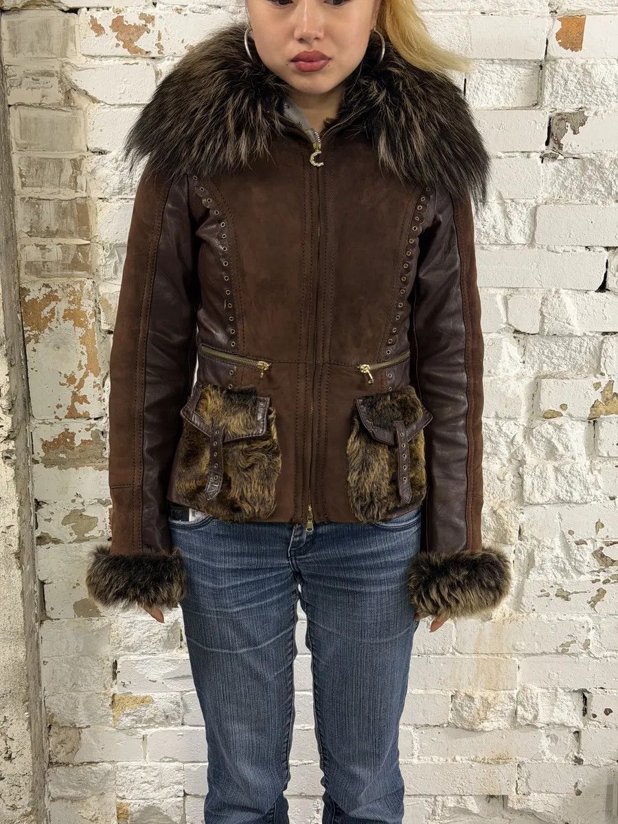 Roberto Cavalli 2000s Roberto Cavalli Brown Fur Leather Premium Jacket Size S / US 4 / IT 40 - 5 Thumbnail