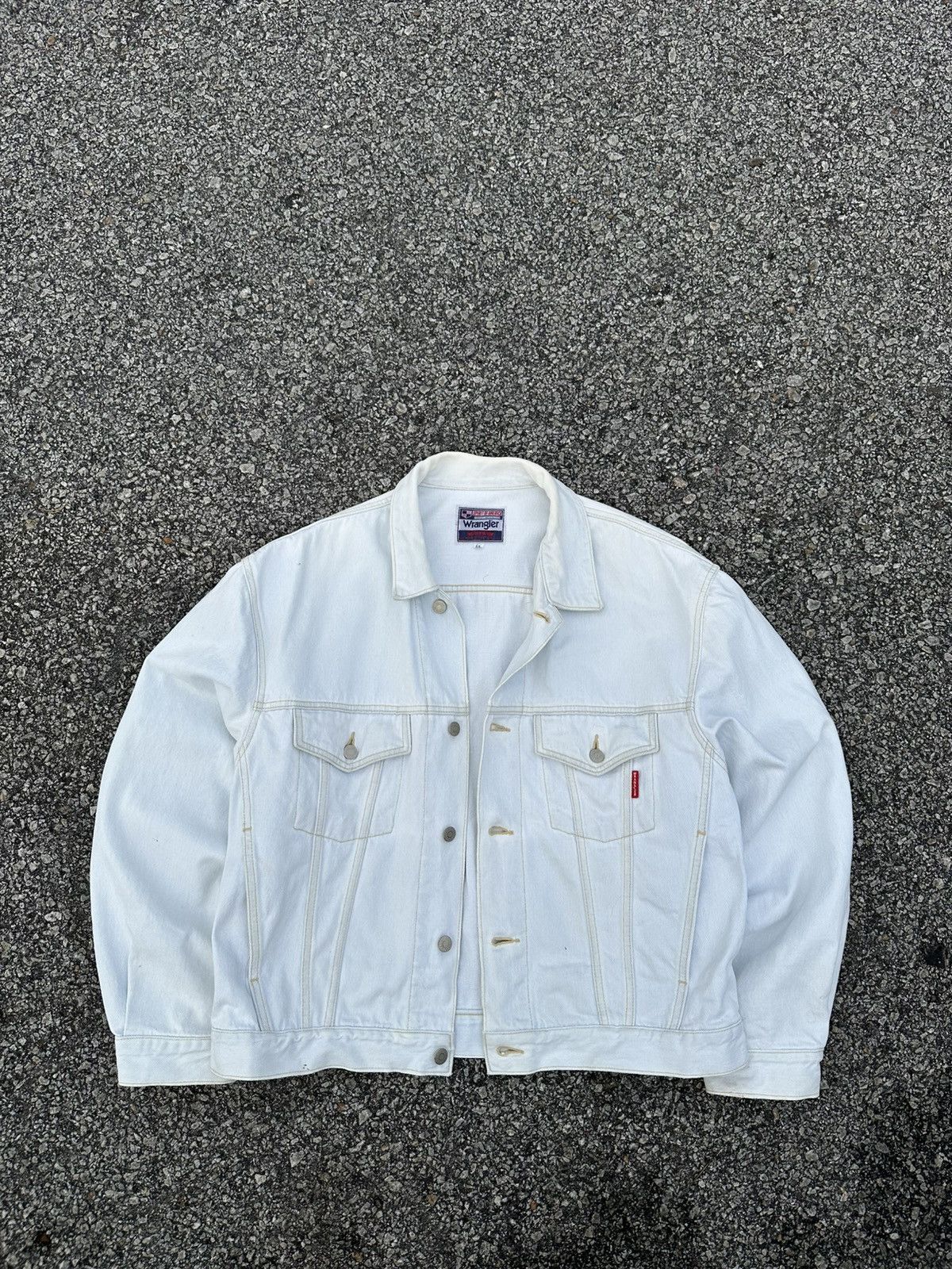 Wrangler 👹Vintage Wrangler White Trucker Jacket Size US L / EU 52-54 / 3 - 2 Thumbnail