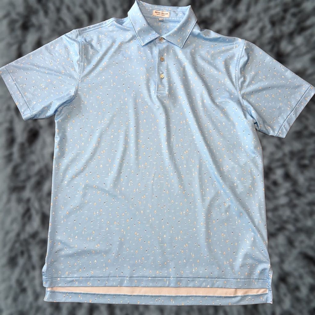 Peter Millar Peter Millar Sailing Away Performance Polo Shirt Mens Medium Blue Sailboat Golf Size US M / EU 48-50 / 2 - 1 Thumbnail