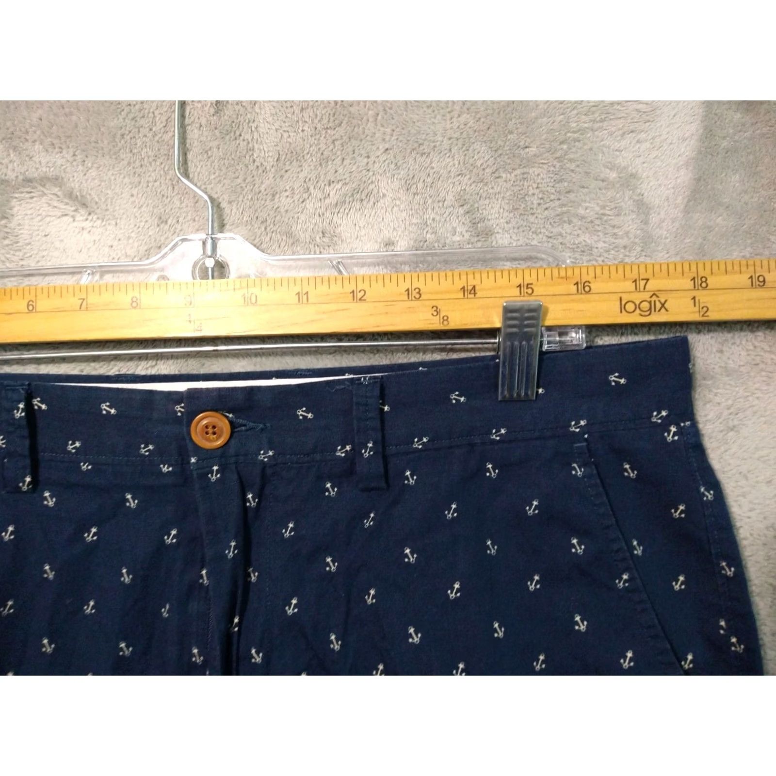 J.Crew J.CREW Shorts Mens 35 Blue Gramercy Cotton Anchor Nautical Preppy Coastal Chino Casual Pocket Pockets Geometric Vintage No Size US 35 - 3 Thumbnail