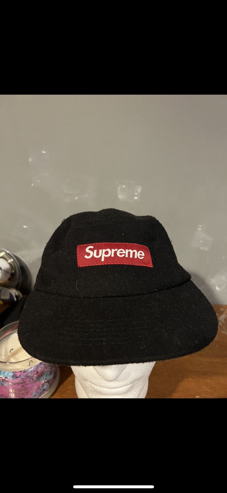 supreme 6 panel hat black