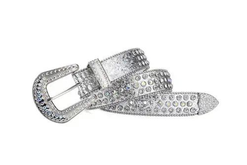 Other Streetwear Belt Shiny Western Style Leather with Rivets Y2K Size ONE SIZE - 6 Thumbnail