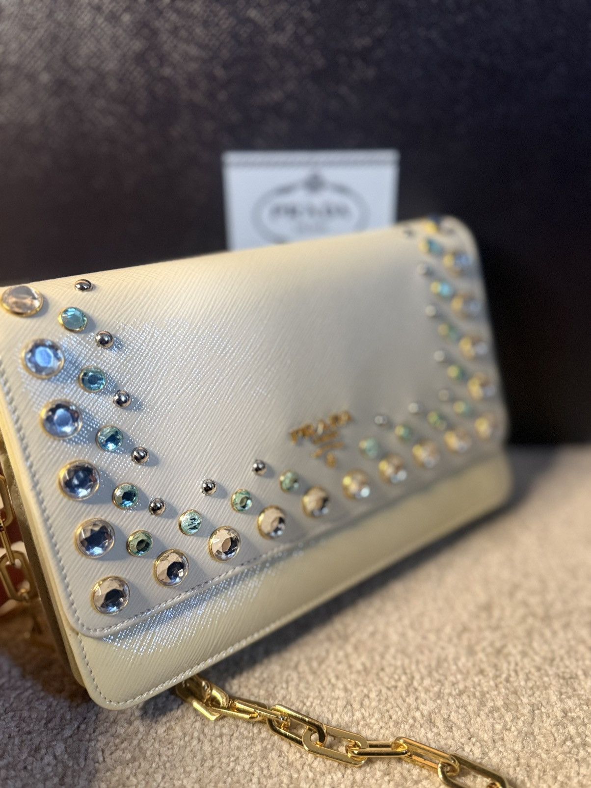 Prada prada team talco saffiano leather rhinestone jewel bijoux Size ONE SIZE - 7 Thumbnail