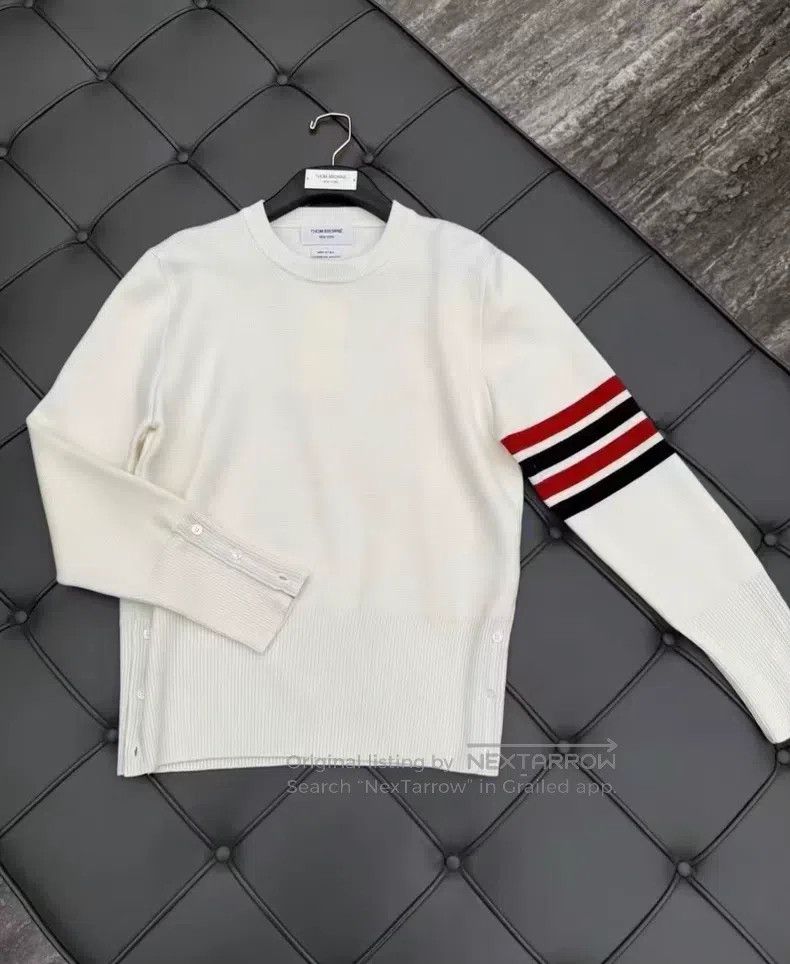 Thom Browne Thom Browne Ivory White Wool Knit Sweater Size US M / EU 48-50 / 2 - 1 Thumbnail