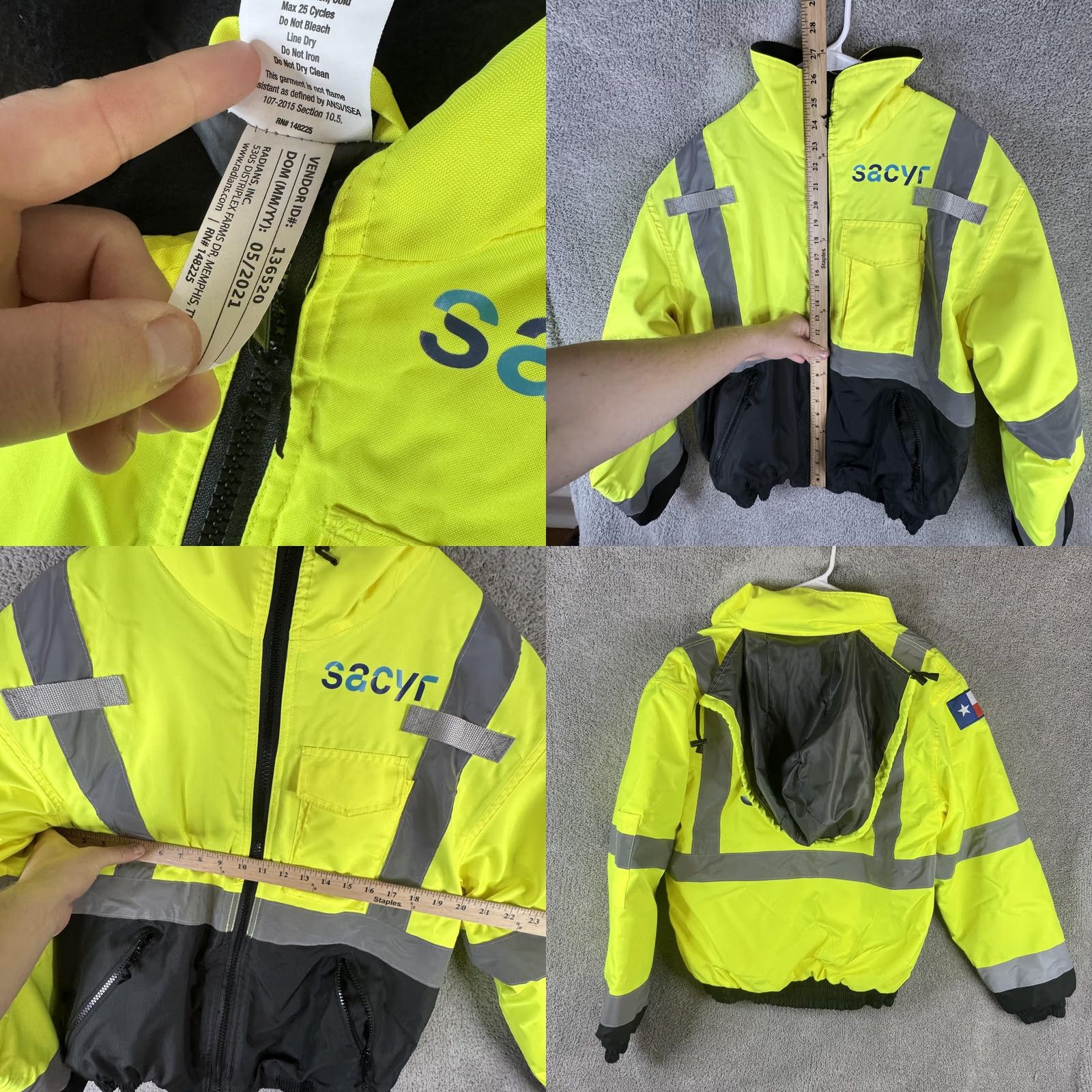 Vintage Radians Jacket Mens S Yellow Hi Vis Bomber Hooded Workwear SJ11QB-3ZGS Size US S / EU 44-46 / 1 - 8 Thumbnail