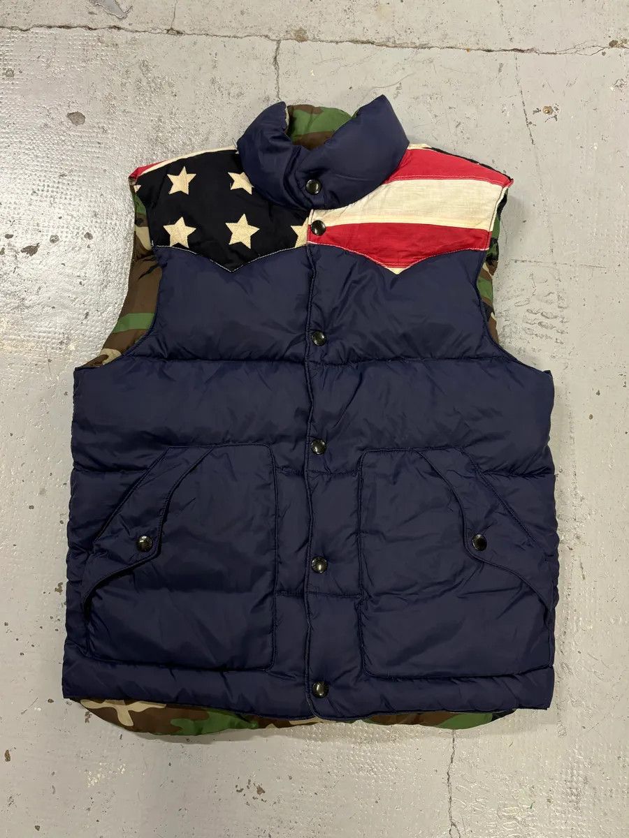 Polo Ralph Lauren 2010s Ralph Lauren Navy Camo Reversible American Flag Puffer Vest Size US S / EU 44-46 / 1 - 1 Thumbnail