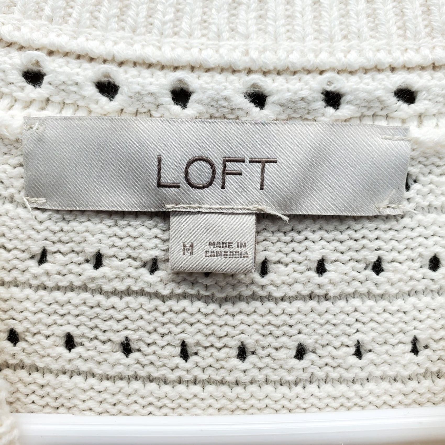 Loft LOFT Womens Tan Knit Raglan Sleeve Crew Neck Pullover Textured Sweater Size M Size M / US 6-8 / IT 42-44 - 5 Thumbnail