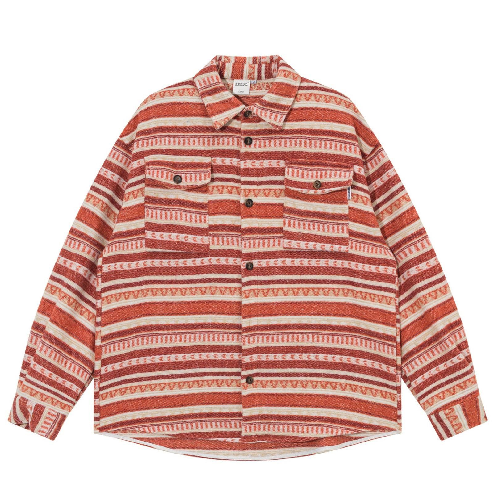 Other Red Stripe Thick Folk Overshirt | Vintage Wool-Look Size US M / EU 48-50 / 2 - 1 Thumbnail