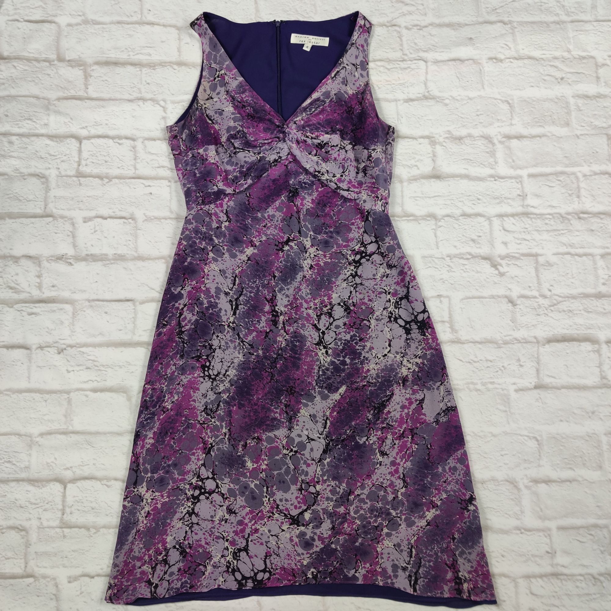 Vintage Andrea Polizzi for Rex Lester 4 Purple Abstract Print Silk S Size S / US 4 / IT 40 - 2 Thumbnail