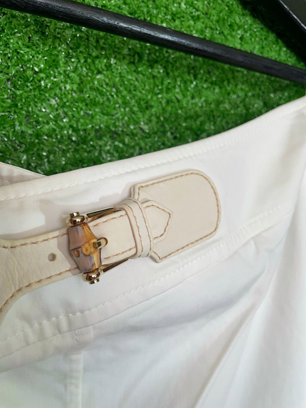 Gucci Gucci White Women Mid Cotton Skirt Size 38 Leather & Bamboo Size 26" / US 2 / IT 38 - 4 Thumbnail