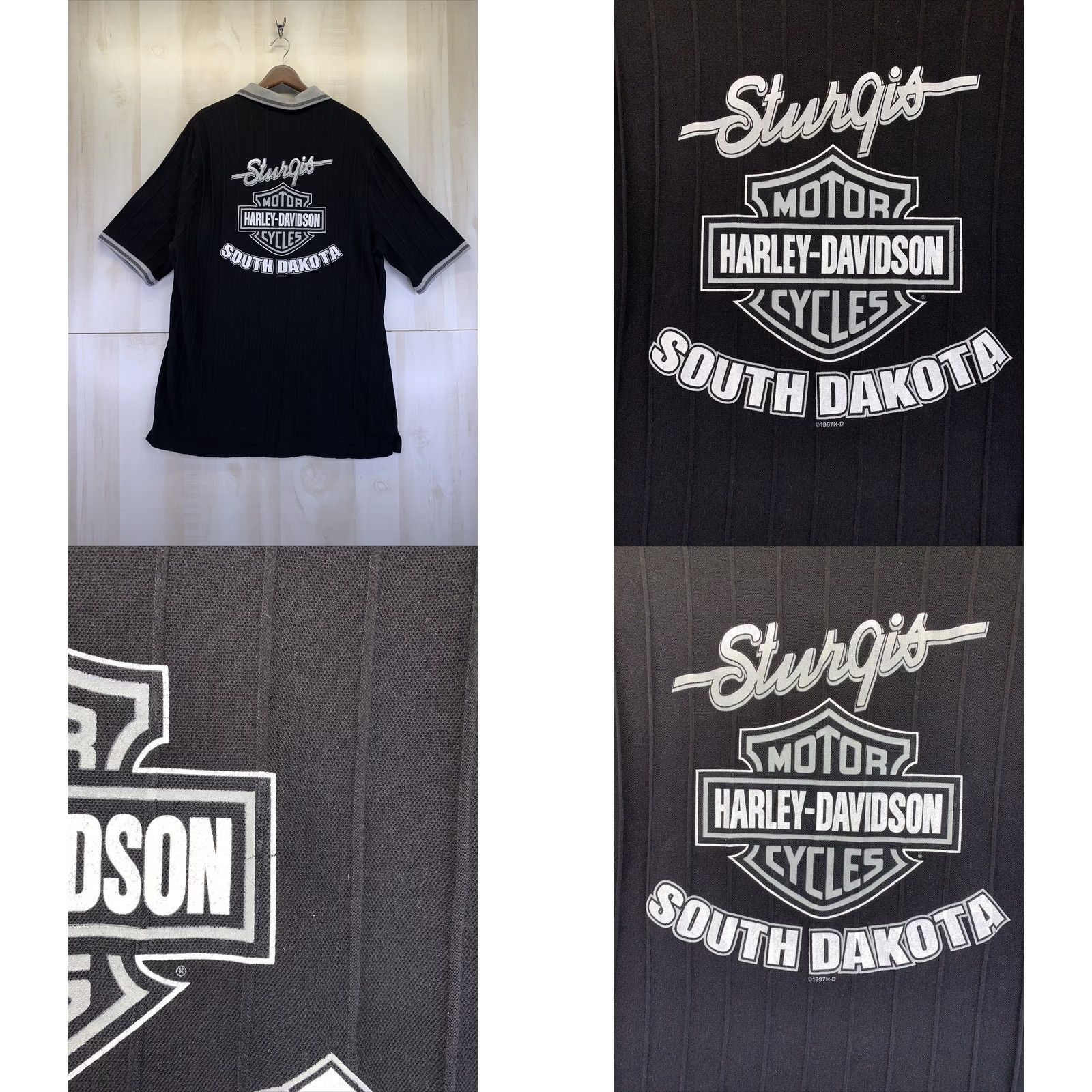 Harley Davidson VINTAGE Harley-Davidson Sturgis 1997 Black Textured Mens Polo Shirt XXL USA Made Polo Mens 2XL Black Harley-Davidson USA Made 1997 Sturgis Polo Shirt Size US XXL / EU 58 / 5 - 8 Thumbnail