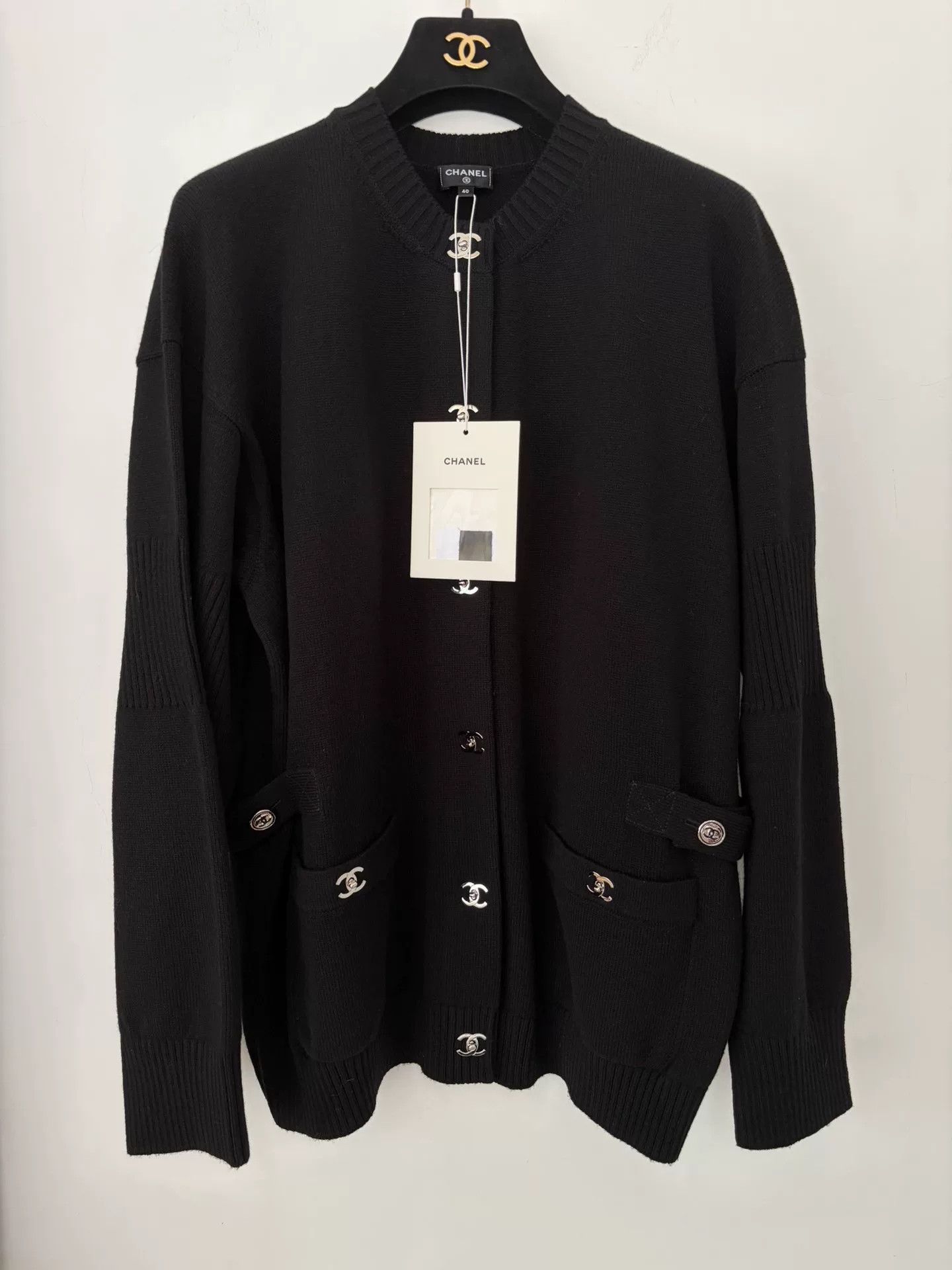 Chanel Chanel Black Knit Backpack Buckle Cardigan Size US XL / EU 56 / 4 - 1 Thumbnail