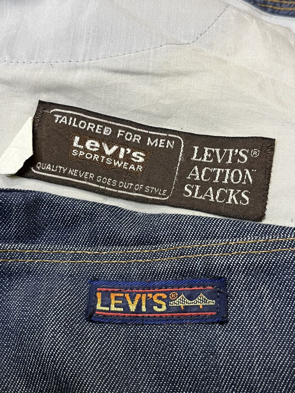 Levi's VINTAGE 70S/80S LEVI'S BRIDGE TALON ZIPPER SLACKS PANT Size US 35 - 15 Thumbnail
