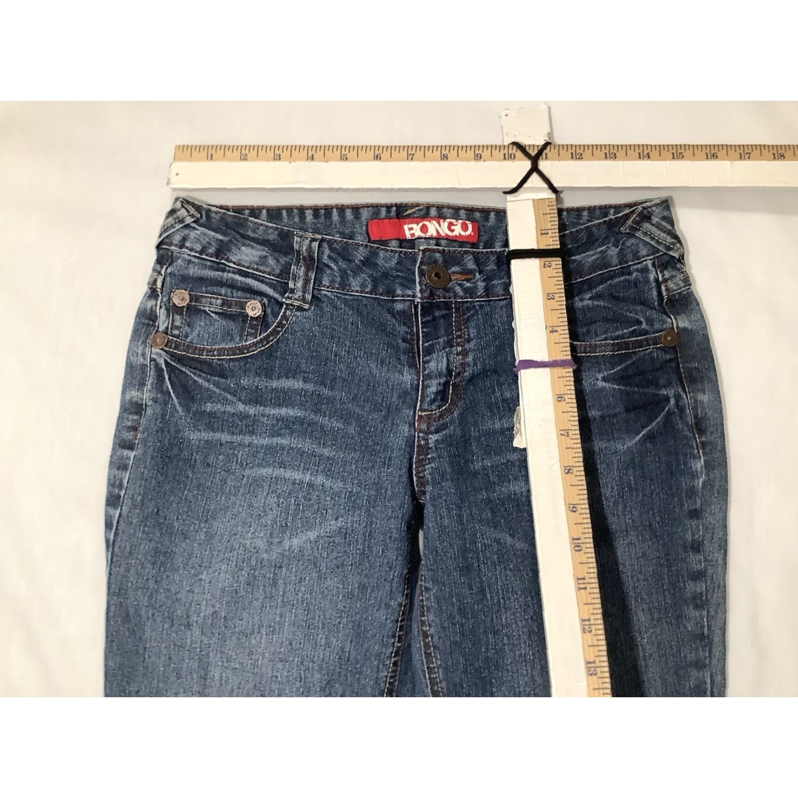 Vintage Bongo Jeans Blue Size 7 Regular Bootcut Womens Denim Embroidered Pockets Vintage Size 28" / US 6 / IT 42 - 6 Thumbnail