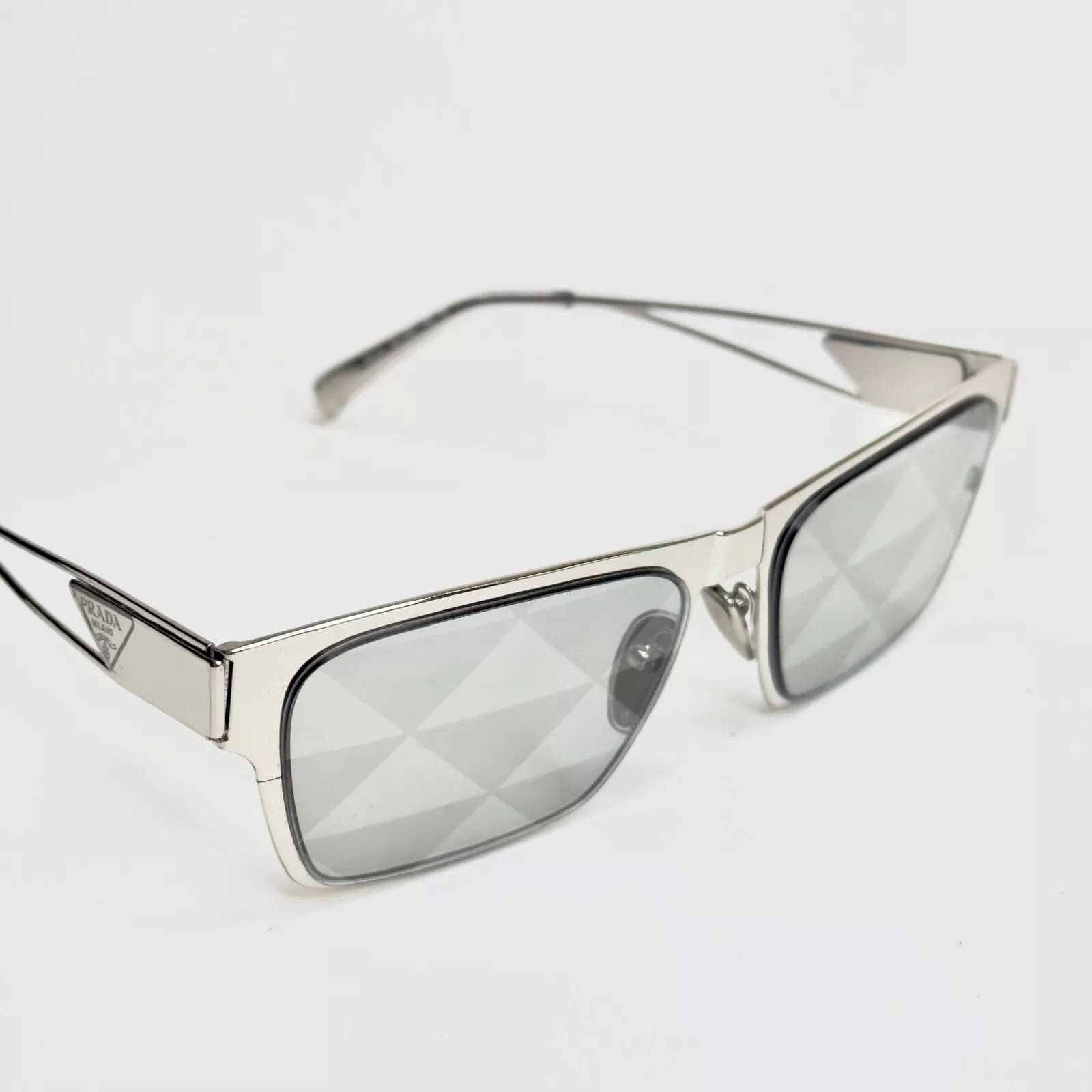 Prada PRADA TAMPO TRIANGLE Silver Mirrored PRA71Z 71Z Fashion Size ONE SIZE - 5 Thumbnail