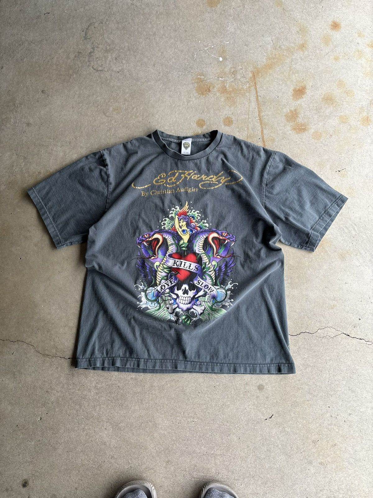 Ed Hardy Vintage Y2K Ed Hardy Love Kills Slow Boxy Grunge Skate Tee Size US L / EU 52-54 / 3 - 1 Thumbnail