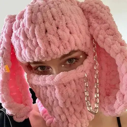 Other Knitted bunny ear pink balaclava Size ONE SIZE - 2 Thumbnail