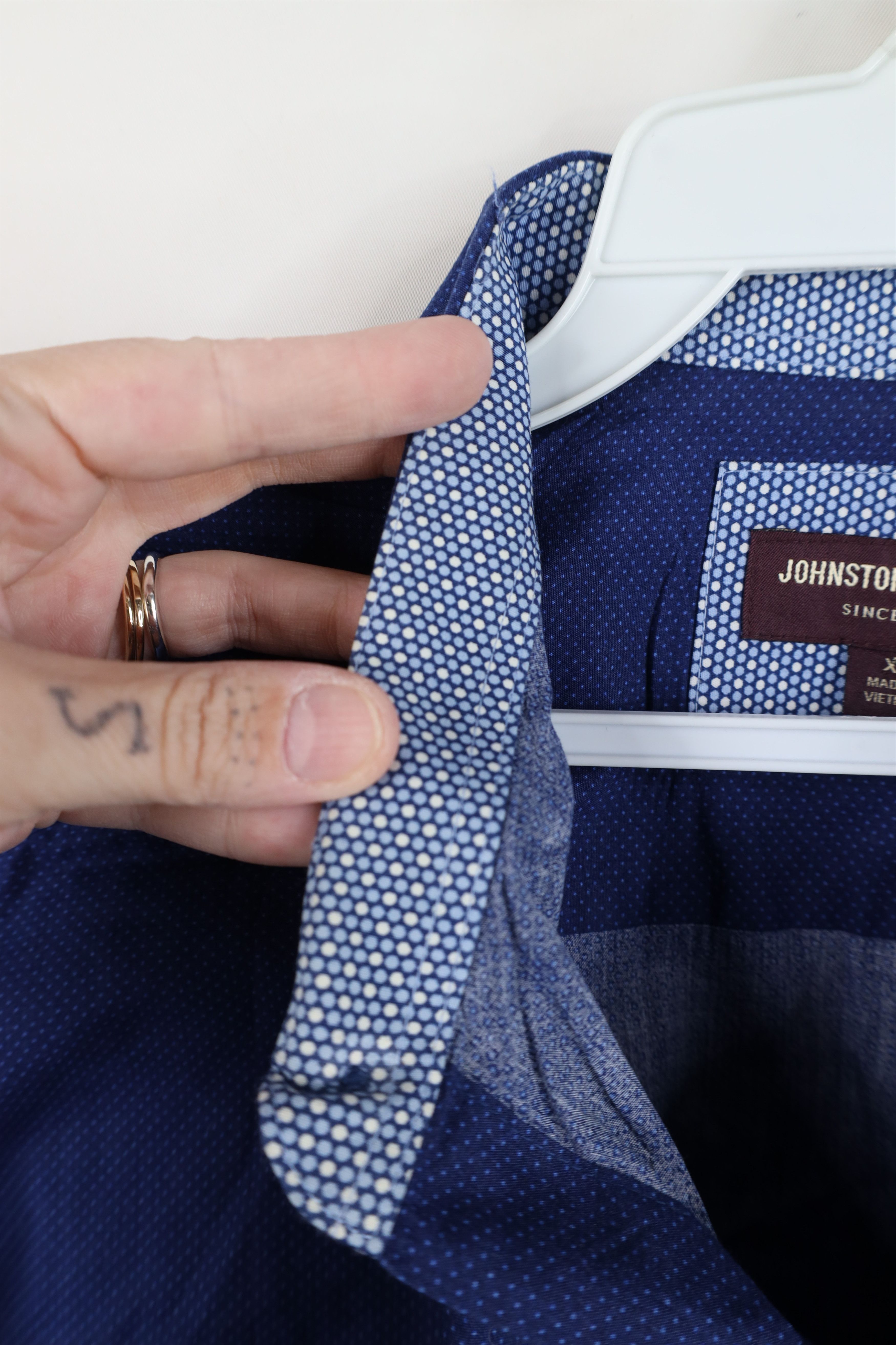 Johnston & Murphy Johnston & Murphy Collared Button Shirt Blue Cotton Size US XL / EU 56 / 4 - 10 Thumbnail