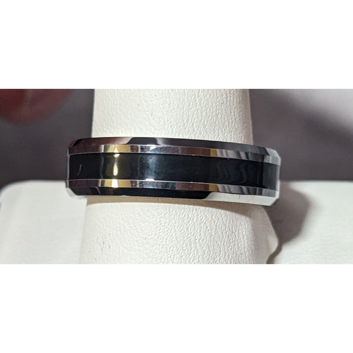 Other JFSG Tungsten Carbide Black And Silver Men's Wedding Ring 7m Size ONE SIZE - 7 Thumbnail