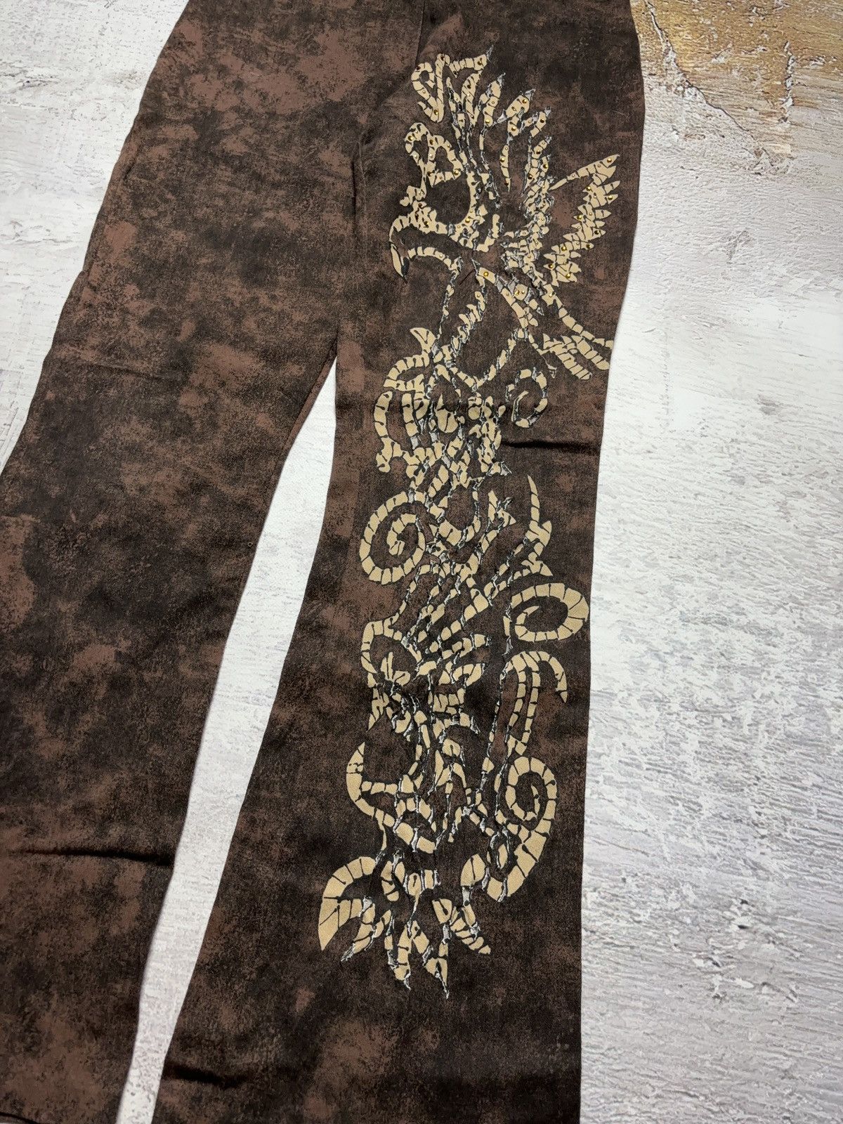 Vintage ITALIAN VINTAGE AVANT GARDE PRINTED FLARED PANTS Size 28" / US 6 / IT 42 - 3 Thumbnail